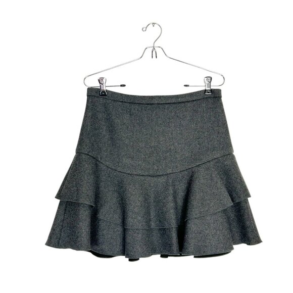 J.Crew Ruffled Bonded Wool Flounce Mini Skirt in Heather Charcoal - Sz 2 - New - Picture 2 of 7